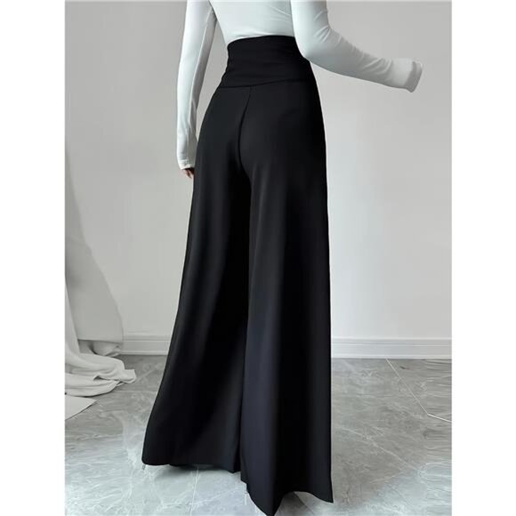 High Waist Wide Leg Button Decor Pants - Picture 2 of 8